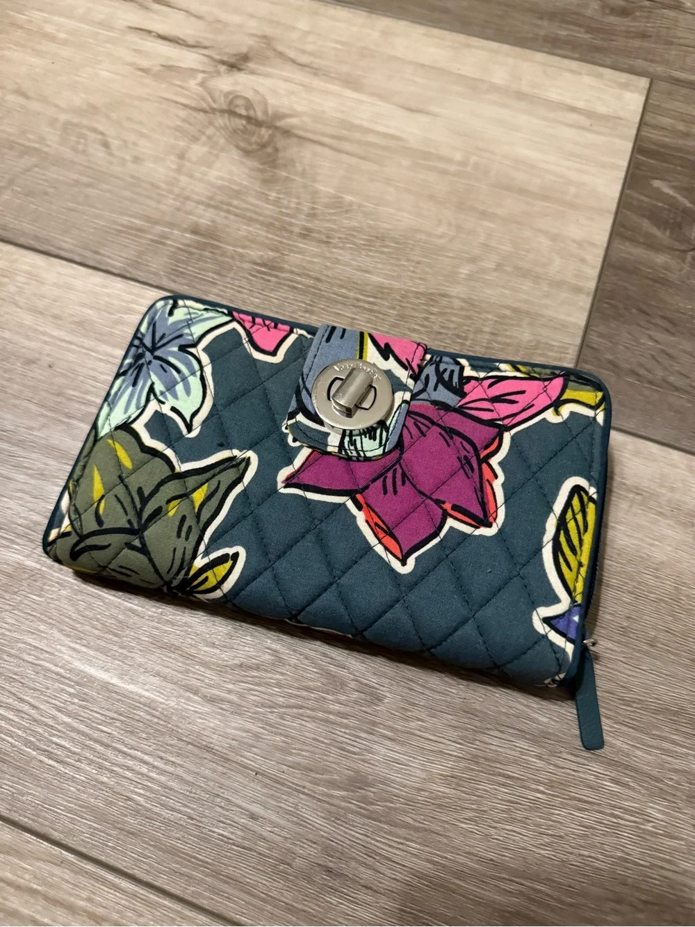 Vera Bradley RFID Turnlock Wallet- Retired Pattern of Falling Flowers 2017